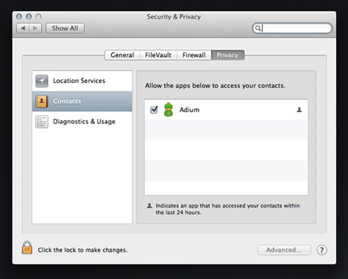 Contacts system preferences